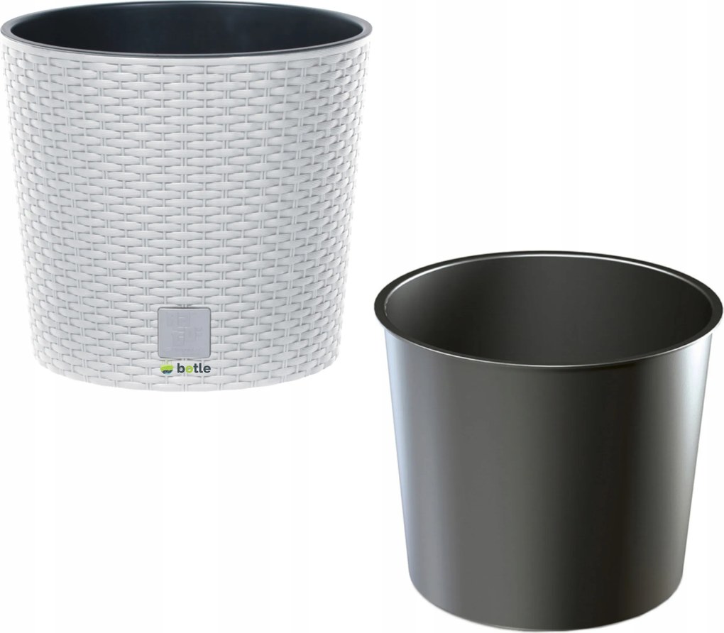 Kerek rattan kaspó 25x25x22cm fehér