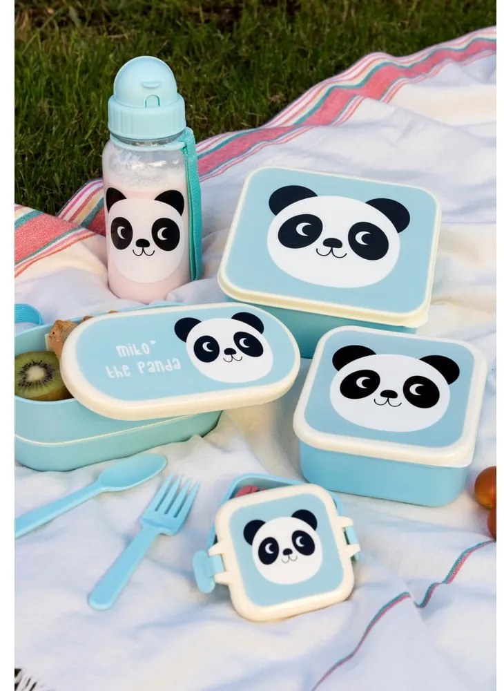 Miko The Panda kék kulacs fedővel, 500 ml - Rex London