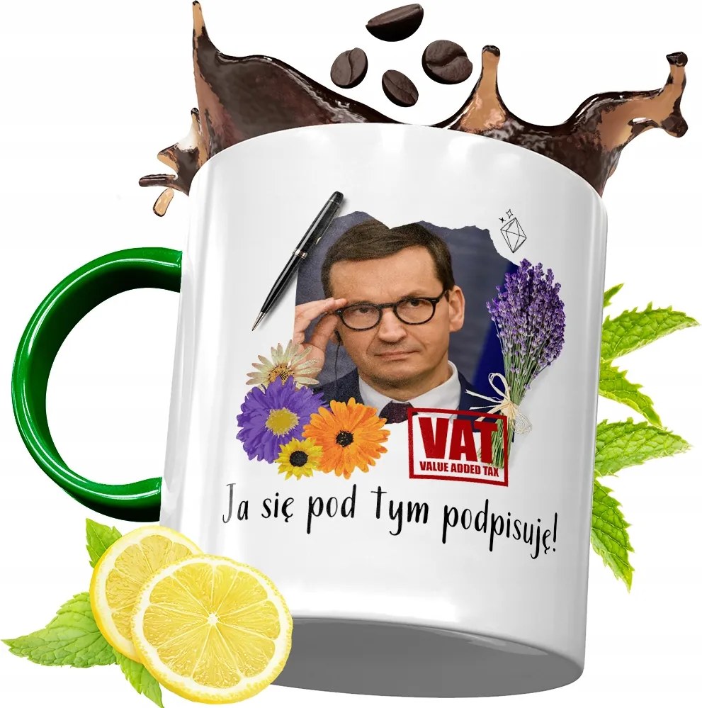 Máté Morawiecki Zöld Bögre Ajándék, fényképes nyomattal