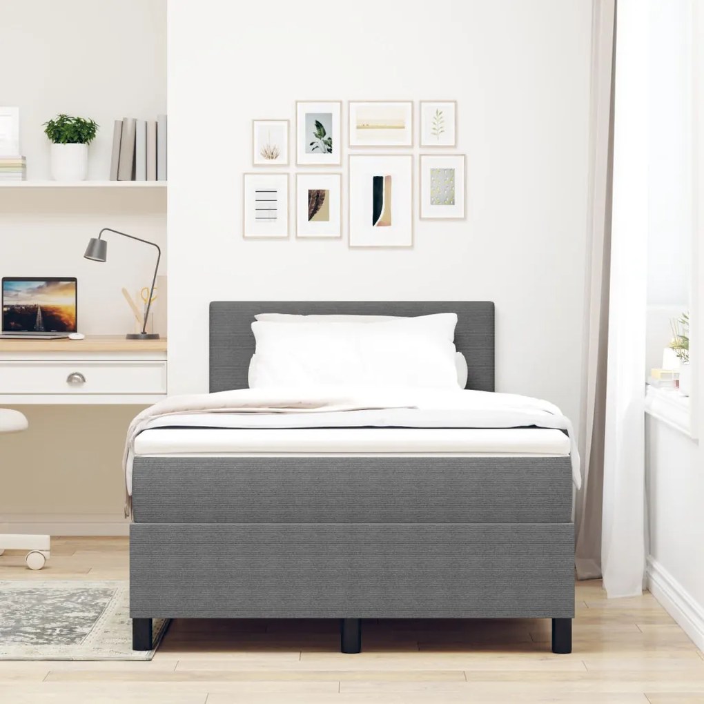 Box Spring Ágy Matraccal Világosszürke 120x200 cm Kordbársony Szövet