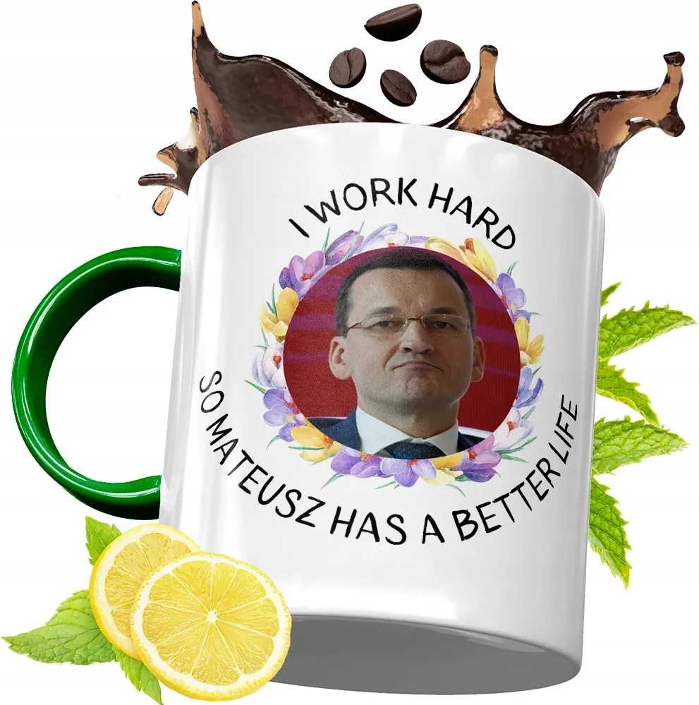 Máté Morawiecki Zöld Bögre Ajándék, fényképes nyomattal