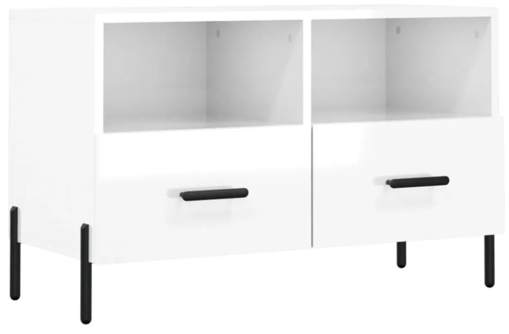 fehér magasfényű szerelt fa TV-szekrény 80x36x50 cm