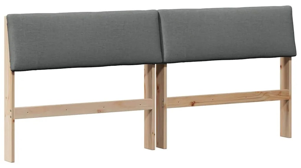 Kárpitozott fejtámla Sötétszürke 180 cm Tömör fenyőfa