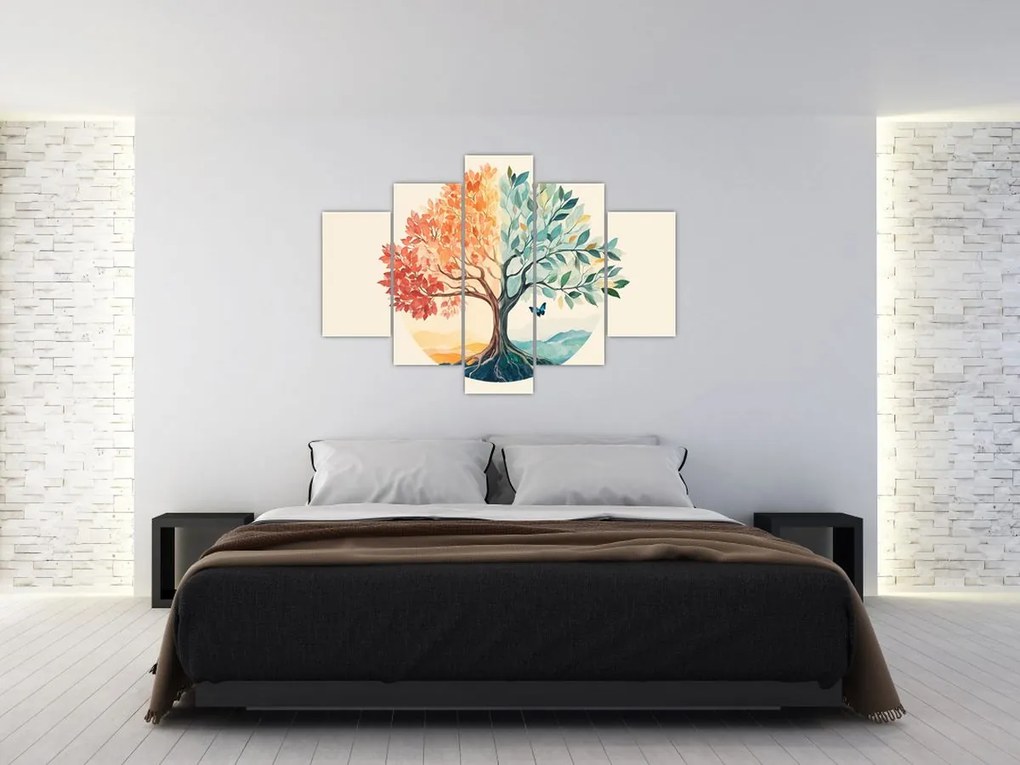 Kép – Duális fa pillangóval (150x105 cm)