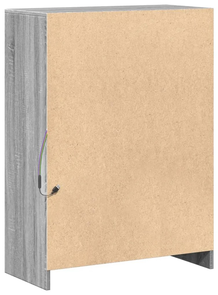 szürke sonoma szerelt fa tálalószekrény LED-del 72x34x100 cm