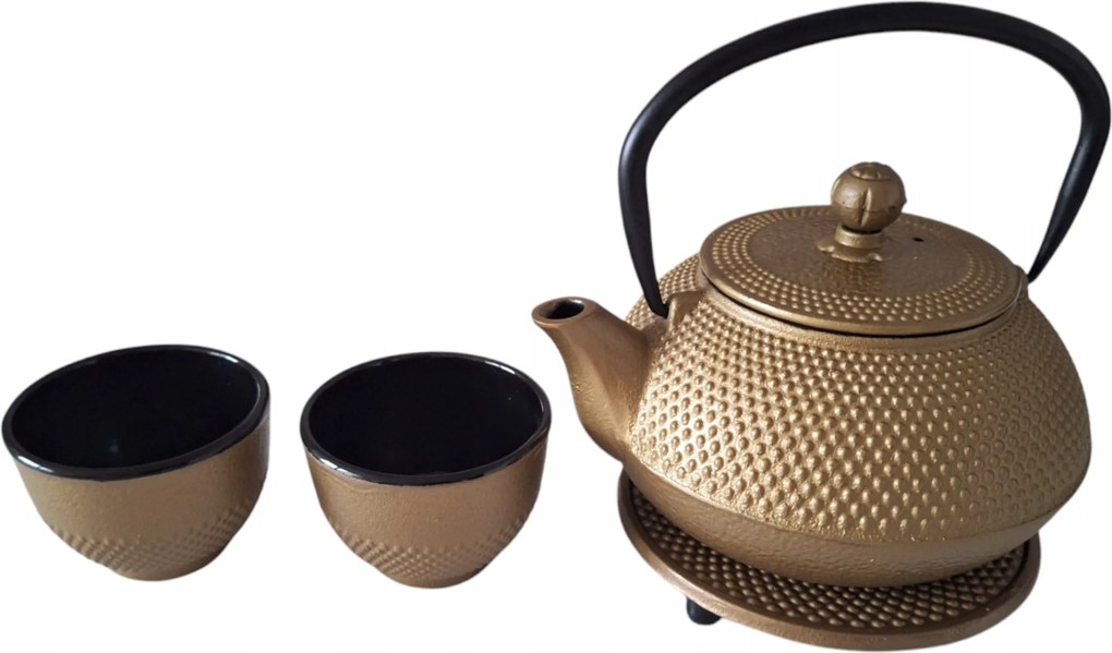 Teáskanna Öntöttvas Teáskanna 0,8L +2 Csésze +alátét Teaszűrő