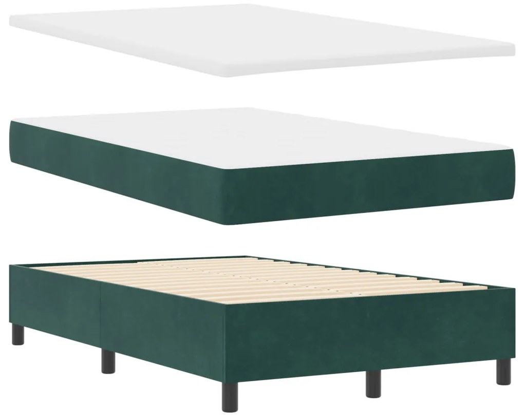 Boxspring Ágy Matraccal Sötét Zöld Kis Kettős Bársony