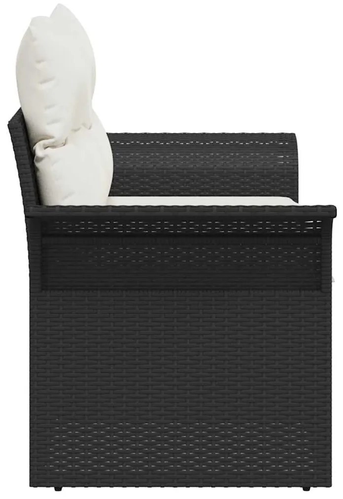 Kerti kanapé párnával Fekete 141 x 62 x 69 cm polirattan