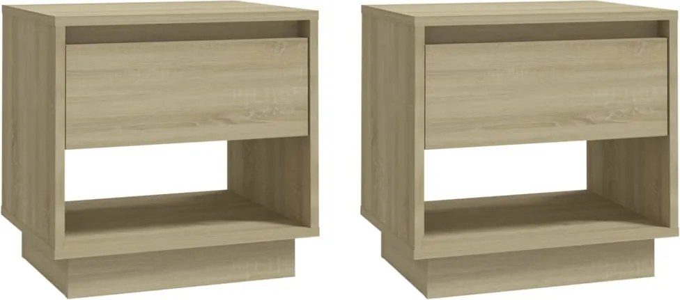 vidaXL 2 db sonoma tölgy színű szerelt fa éjjeliszekrény 45x34x44 cm