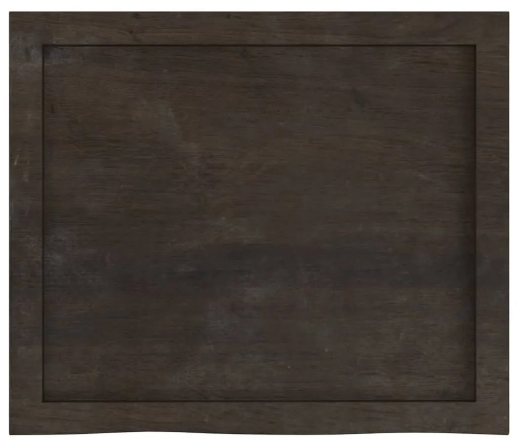 sötétbarna kezelt tömör fa fürdőszobai pult 60x50x(2-6) cm