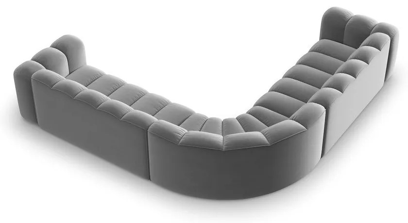 Világosszürke bársony moduláris sarokkanapé Lupine – Micadoni