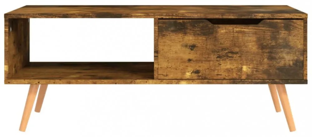 füstös tölgy színű szerelt fa dohányzóasztal 100 x 49,5 x 43 cm