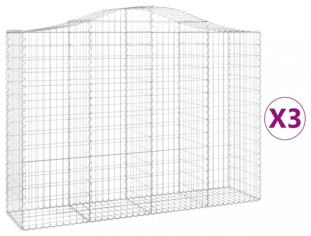 3 db íves horganyzott vas gabion kosár 200x50x140/160 cm