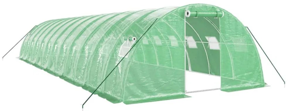 zöld acélvázas melegház 48 m² 12 x 4 x 2 m