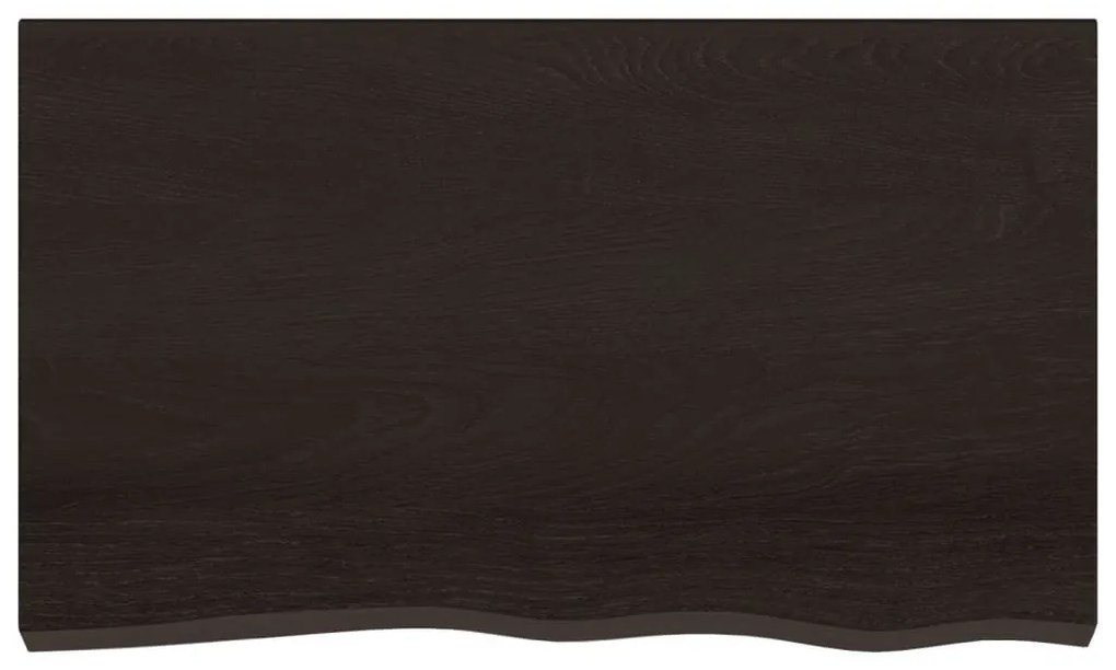 sötétbarna kezelt tömör tölgyfa fali polc 100x60x(2-6) cm