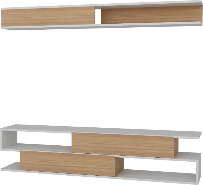 Sims TV-állvány, fehér-teak, 176 cm