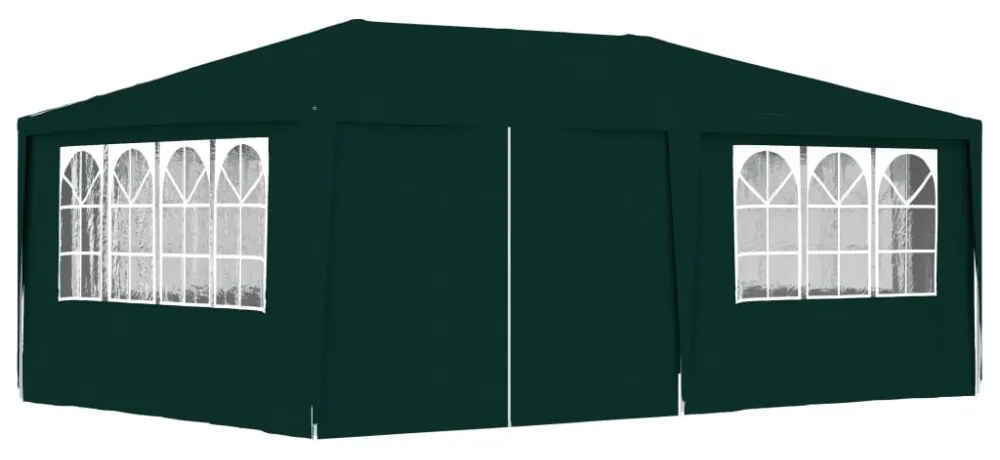 zöld rendezvénysátor oldalfalakkal 4 x 6 m 90 g/m²