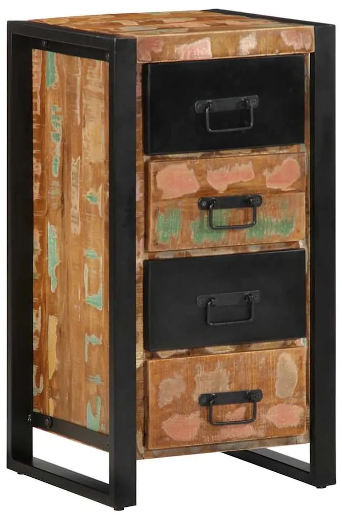 többszínű tömör újrahasznosított fa fiókos szekrény 40x40x75 cm