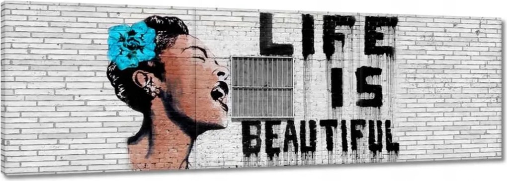 Festmények 150x50 Banksy Life is beautiful