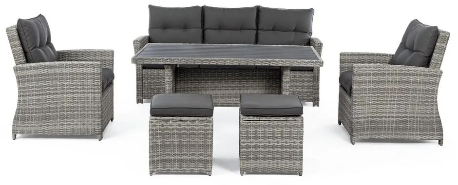Szürke műrattan hatszemélyes kerti lounge szett Ariel – Bizzotto