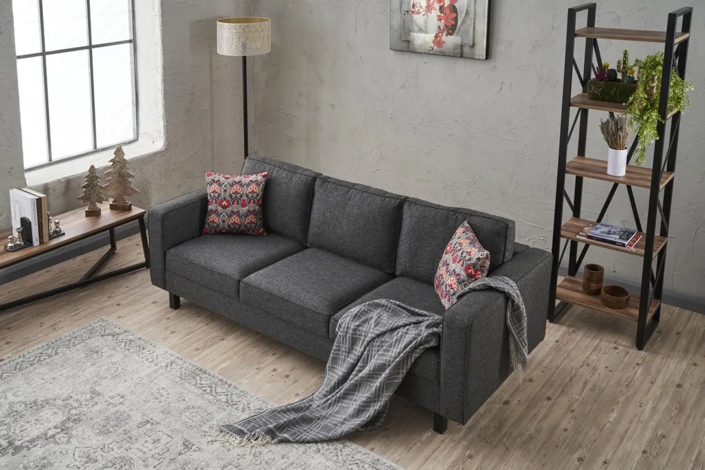 3 személyes kanapé Kale Linen - Antracit