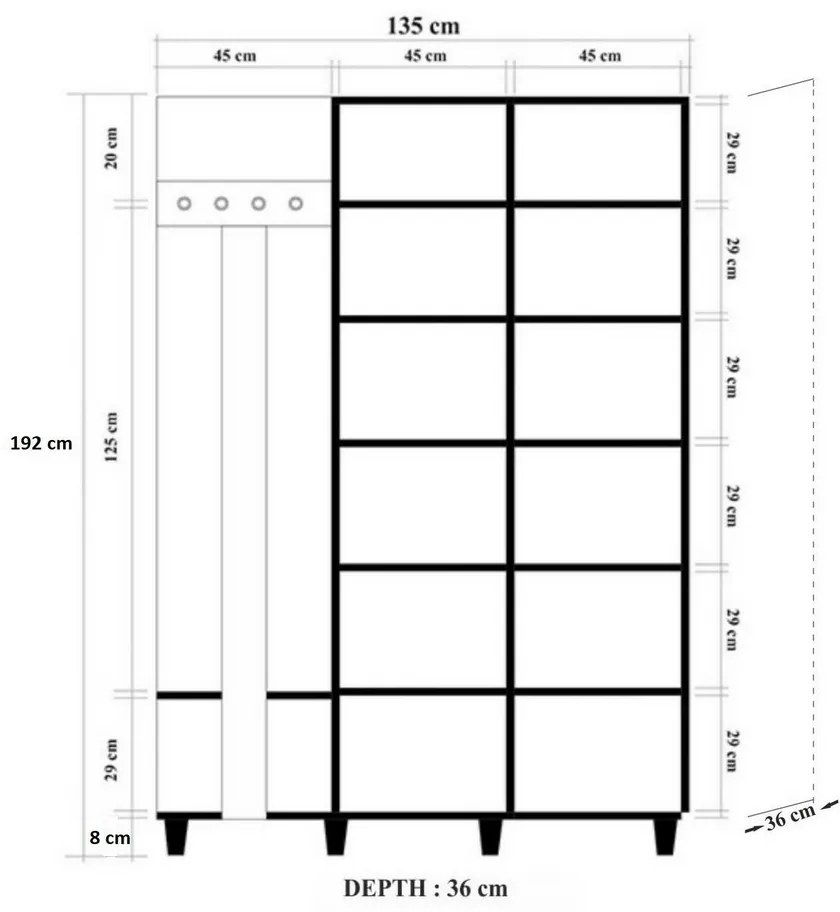 Garmanto Sonoma Oak Double szekrényes fogas