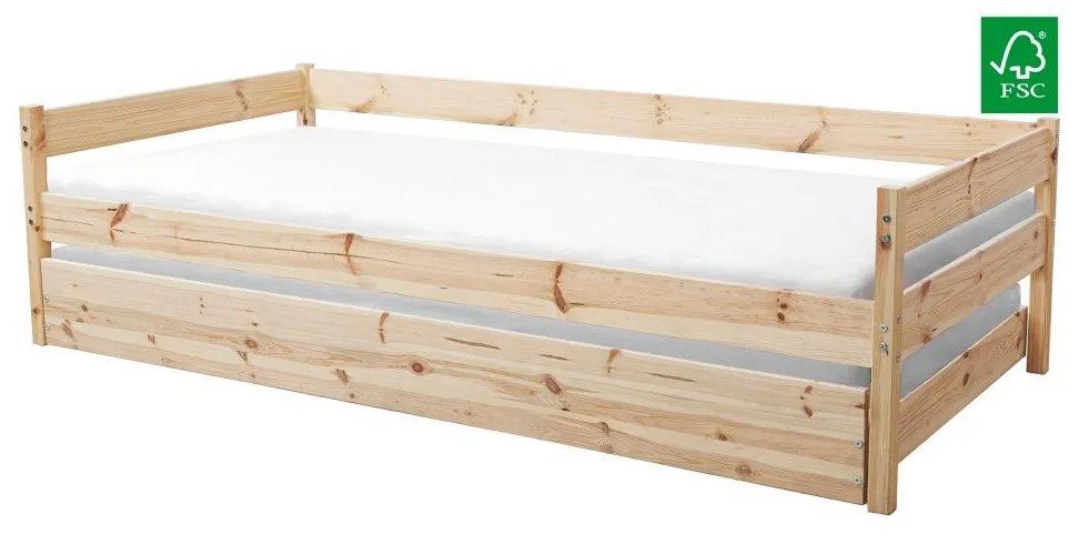 Franciaágy 140 cm Braceaba (tömör fenyőfa) (ágyráccsal). 1116247