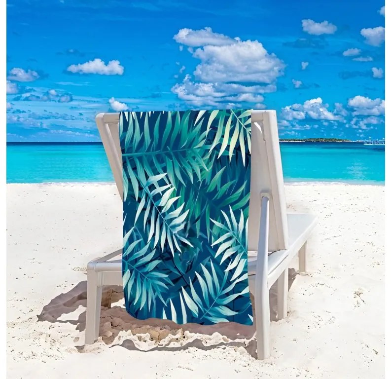 Strandkészlet BORNEO – Fürdőlepedő 100×180 cm és poncsó 80×145 cm, sötétkék