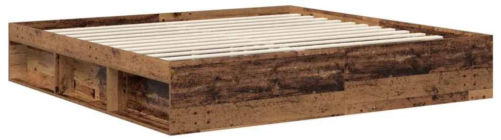 vidaXL Ágykeret fejtámlával Öreg fa 200 x 200 cm Tömör fenyőfa