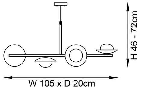 Endon 92036 - Kábeles függeszték RUFFLE 4xG9/3W/230V sárgaréz/fekete