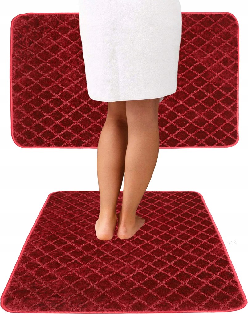 Fürdőszobaszőnyeg Csúszásgátló Kivágott Elegáns Bordó 50X80 cm