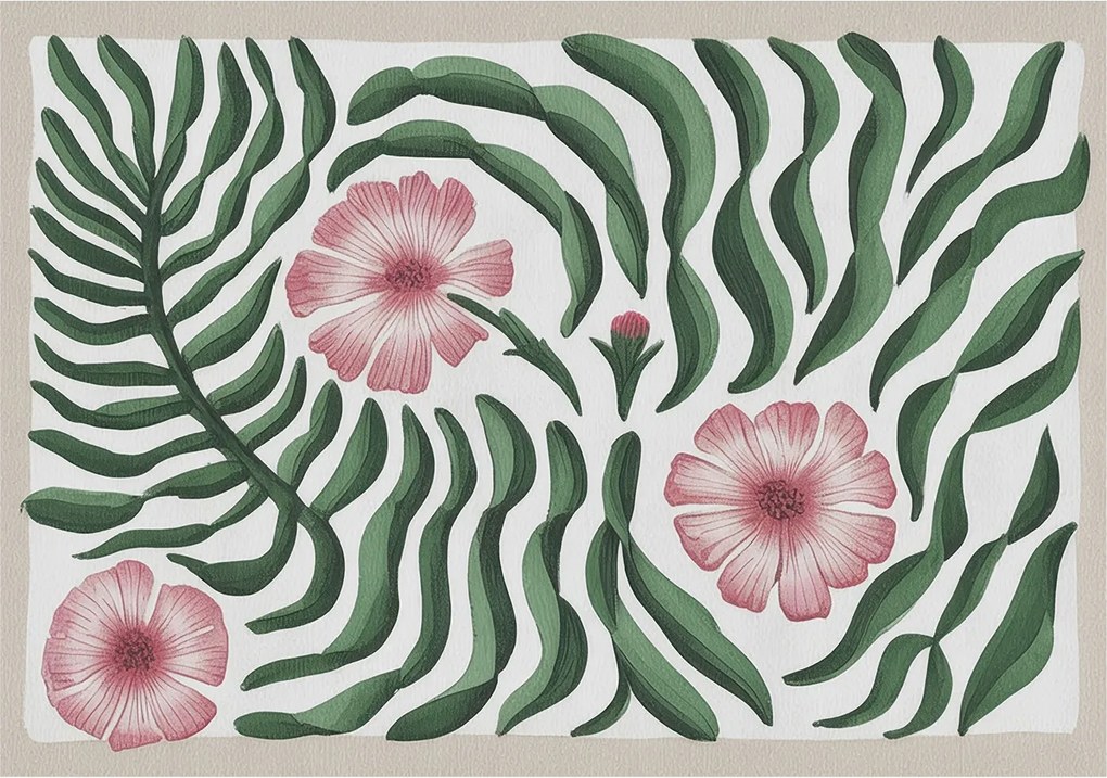 Divatos Flizelin tapéta 3D ragasztóval Virágok levelek 312x219 Ragasztó