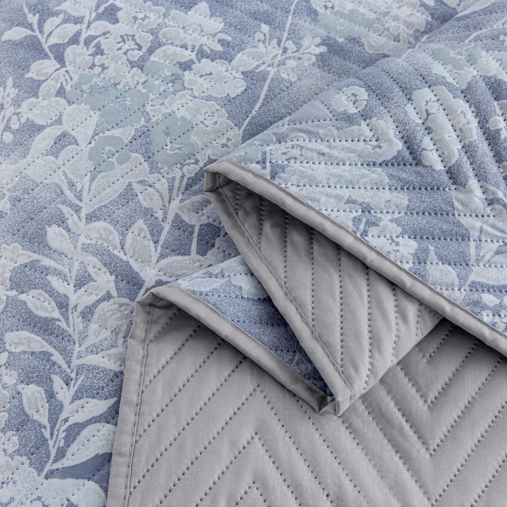 FLOWERS ágytakaró kék/szürke Méret: 200 x 220 cm