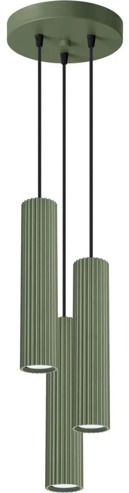 Sollux Sollux SL.1614 - Csillár zsinóron KARBON 3xGU10/10W/230V zöld SLX1291