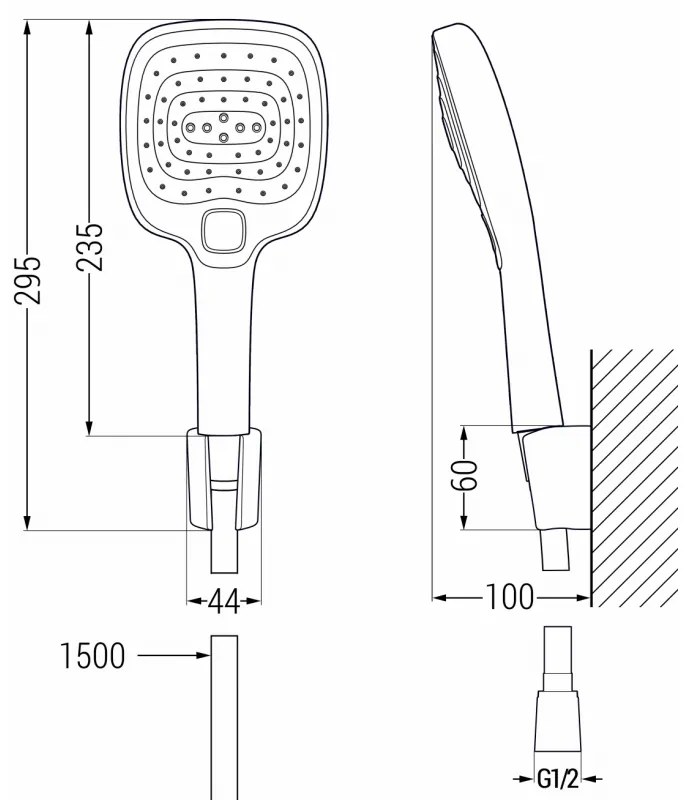 Mexen tartozékok - 1 pontos kézizuhany készlet R-17, króm, 785175052-00