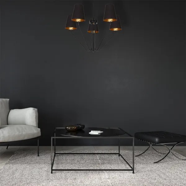 Csillár rúdon VICTORIA 5xE27/60W/230V fekete