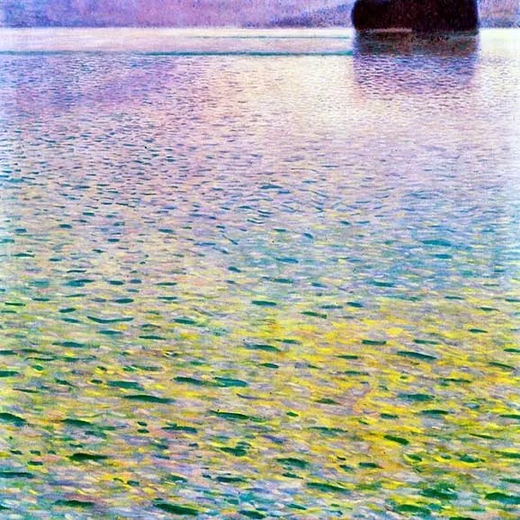 Gustav Klimt - Sziget az Attersee-n üvegkép, falikép