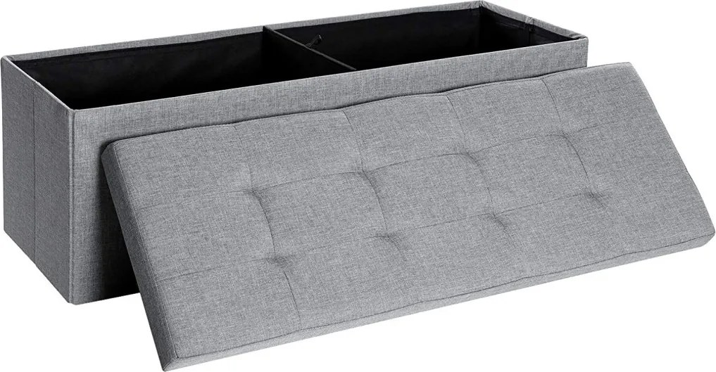 Összecsukható vászon tárolópuff, szürke 110x38x38cm