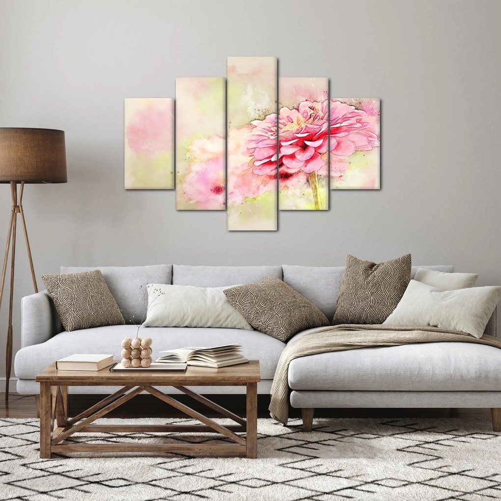 Kép - rózsaszín virág, akvarell (150x105 cm)