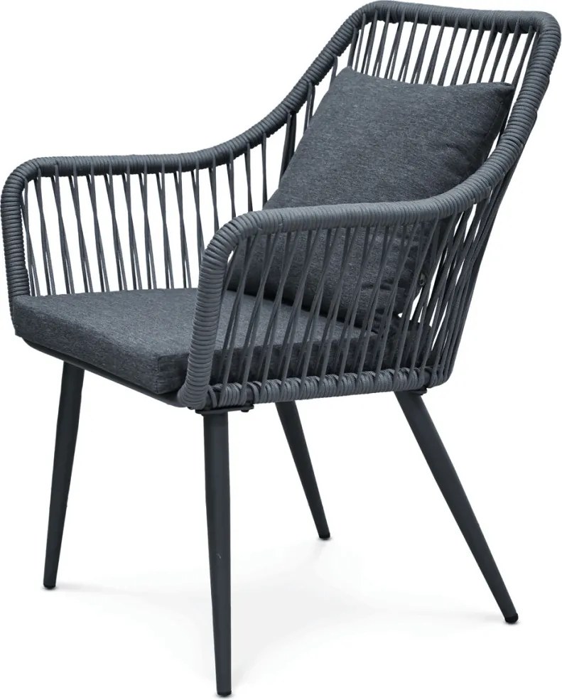 Kerti bútor szett 1+2, szolár világítással, fém, szürke, AZS-L1314 GREY