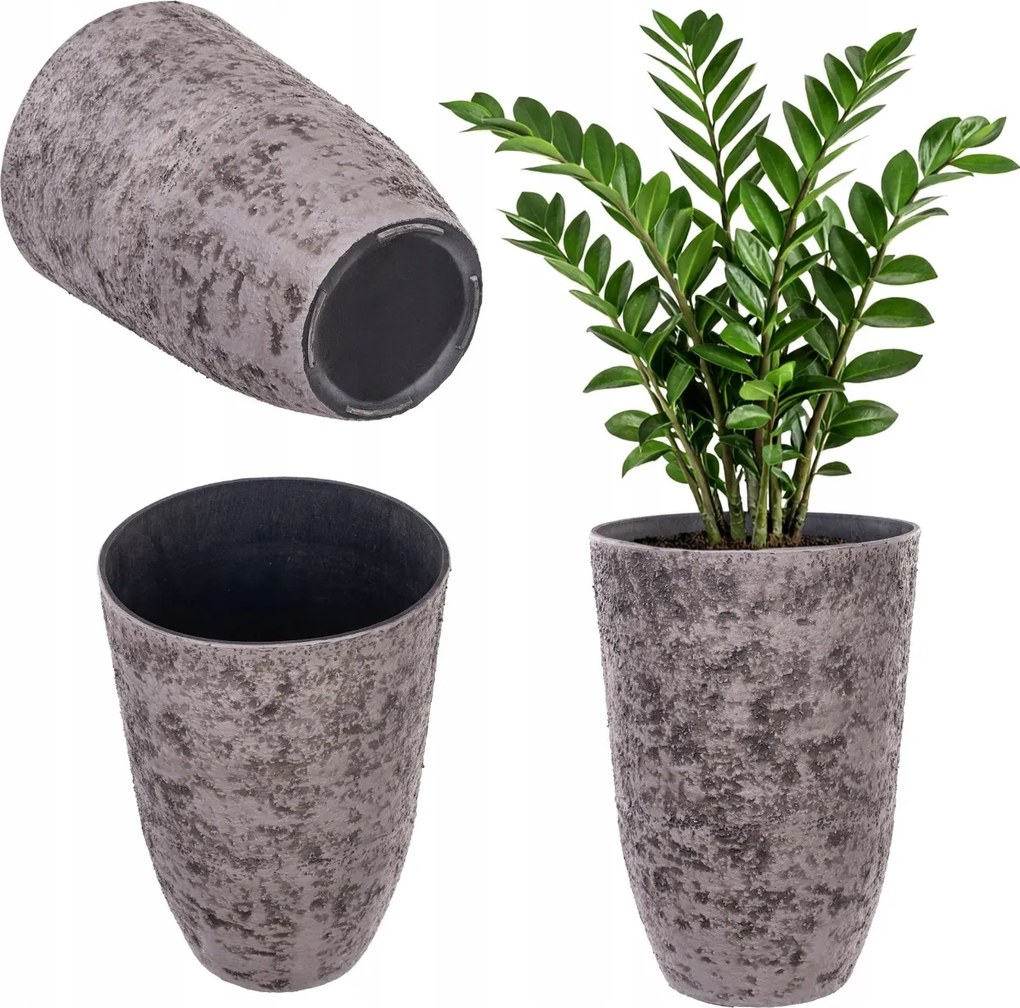 Virágtartó Fedő Magas Szürke 35 x 50 cm Kő Utánzat