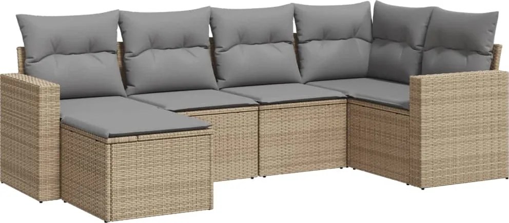 vidaXL 6 részes bézs polyrattan kerti ülőgarnitúra párnával
