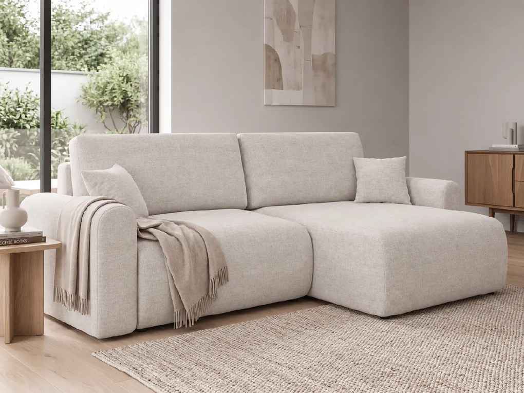 Ágyazható, kétszínű L-alakú ülőgarnitúra NORDEN PAROS 250x140 cm, krémszínű