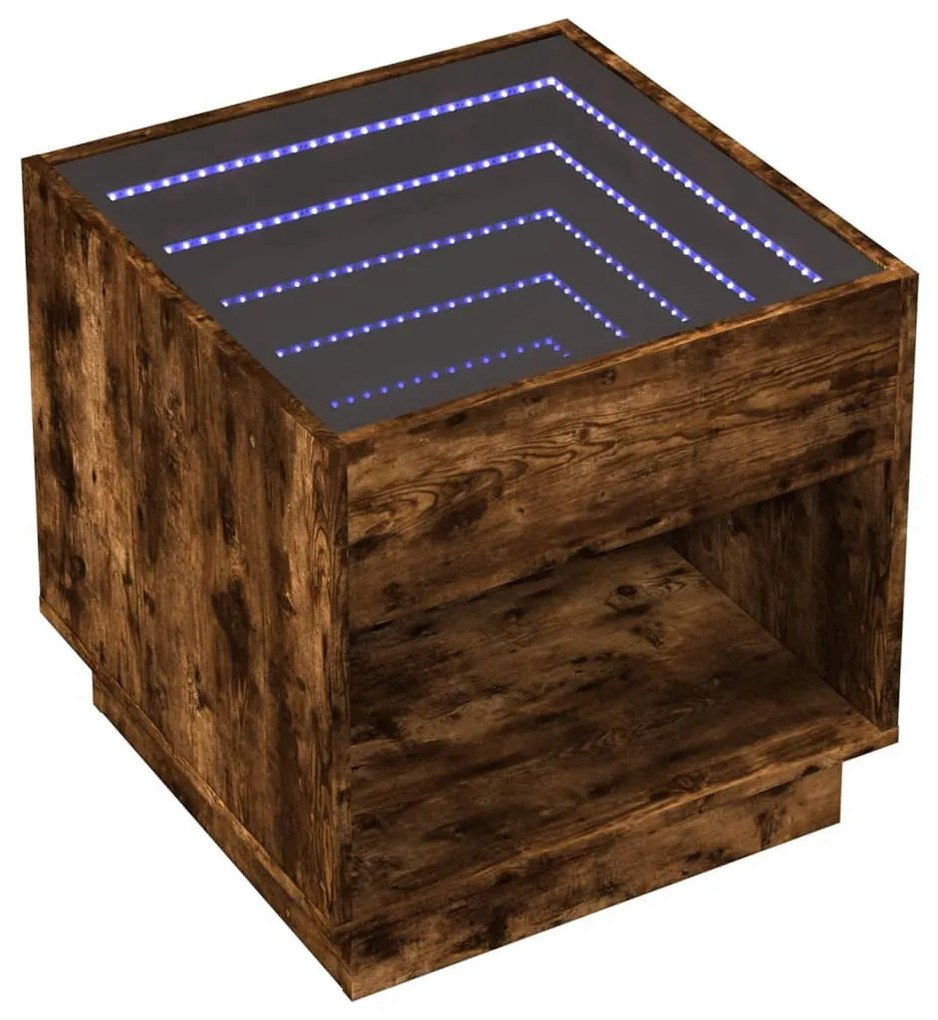 füstös tölgy végtelen hatású LED-es éjjeliszekrény 50x50x50 cm