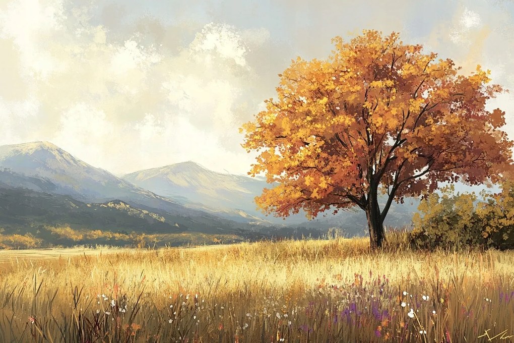 Vászonkép Canvas Tájkép Szabadtér Hegyek Fa Ősz 120x80