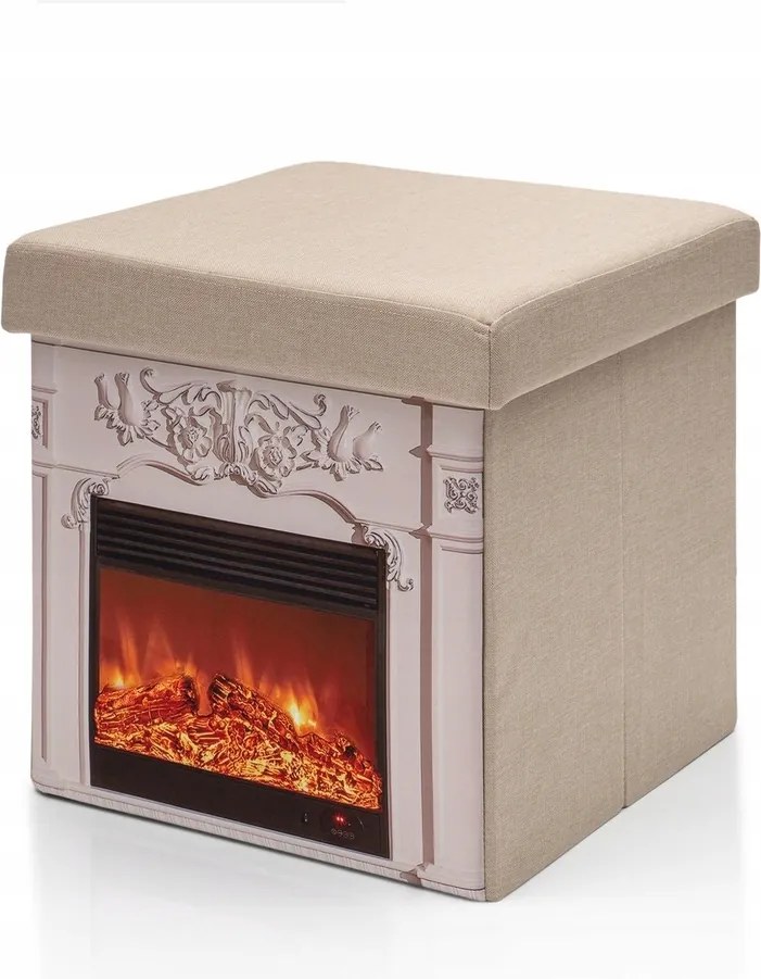 Puff/ tároló „Kandalló” villogó LED-ekkel, Romantikus hangulat