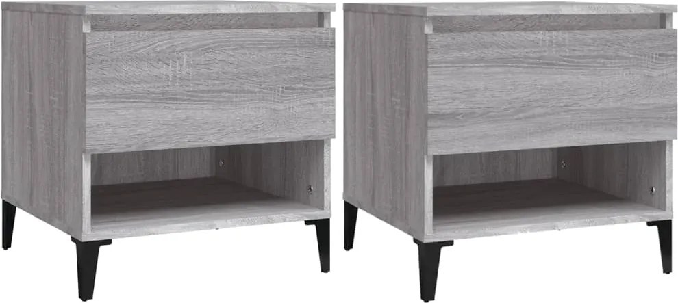 vidaXL 2 db szürke sonoma színű szerelt fa kisasztal 50x46x50 cm