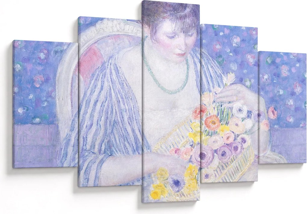 Kép - Frederick Carl Frieseke, The Basket of Flowers, reprodukciók (150x105 cm)