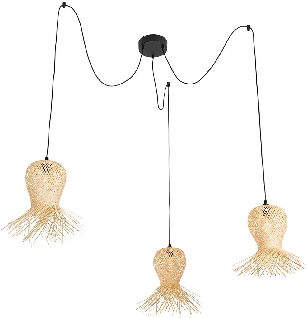 Keleti kültéri függőlámpa bambusz 3-lámpás IP44 - Carlos