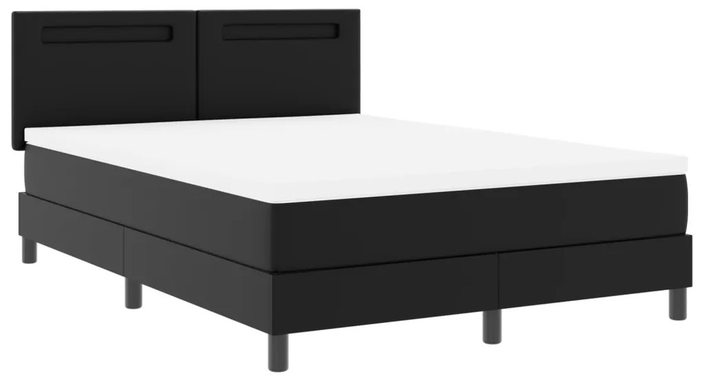 Boxspring Ágy Matracokkal Fekete Színben, 140x190 cm Műbőr